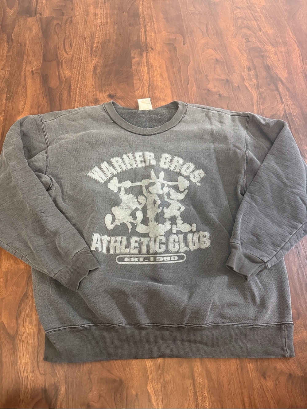 Vintage ACME Warner Bros. Looney Tunes Athletic Club Gray Crewneck Sweatshirt